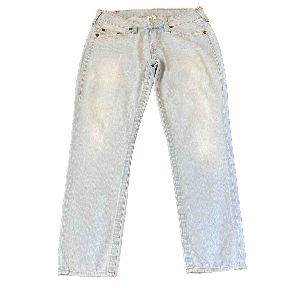 True Religion Stella Jeans Women’s Light Blue Light Wash Straight Low Rise Sz 30